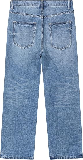 Premium Vintage Wash  Denim Jeans - High Rise Wide Leg Fit