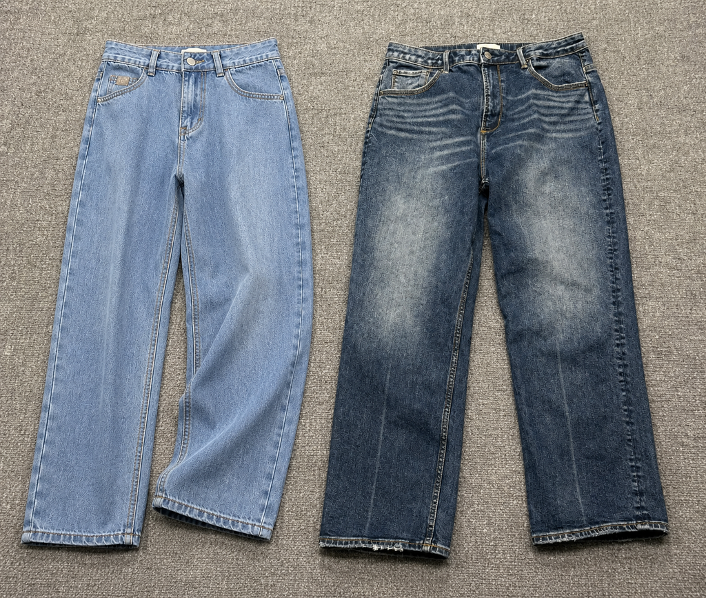 Premium Vintage Wash  Denim Jeans - High Rise Wide Leg Fit