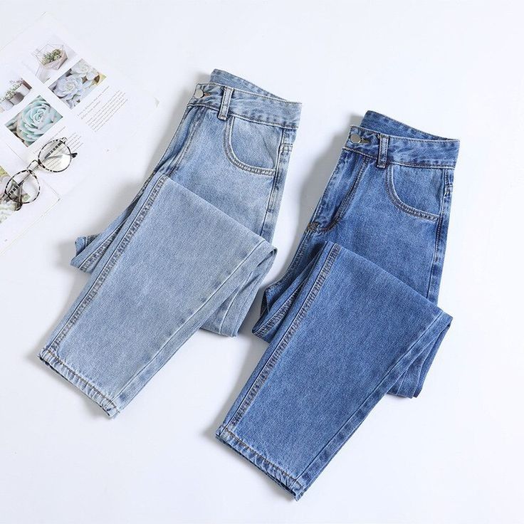 Premium Vintage Wash  Denim Jeans - High Rise Wide Leg Fit