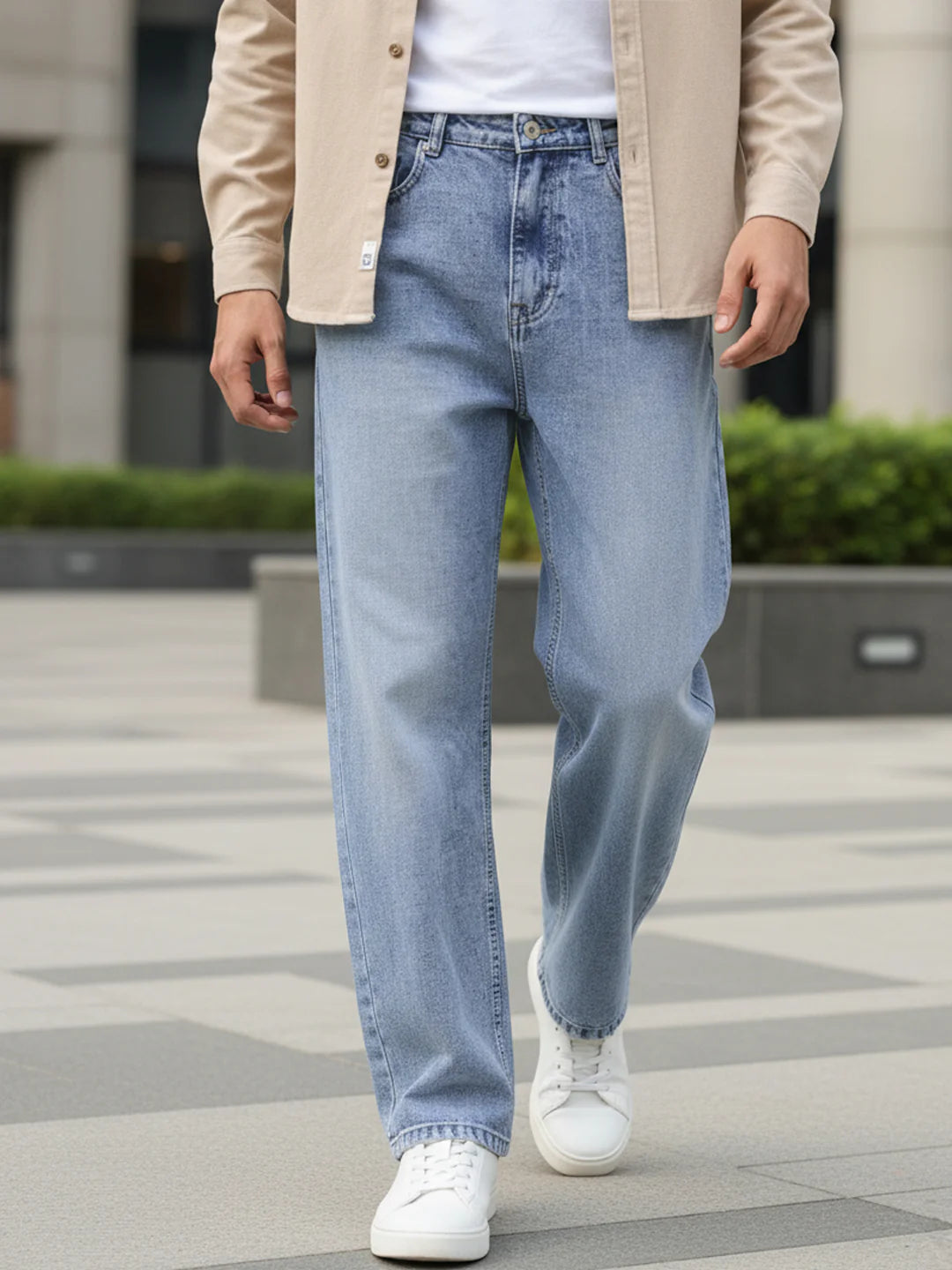 Premium Vintage Wash Baggy Denim Jeans - High Rise Wide Leg Fit