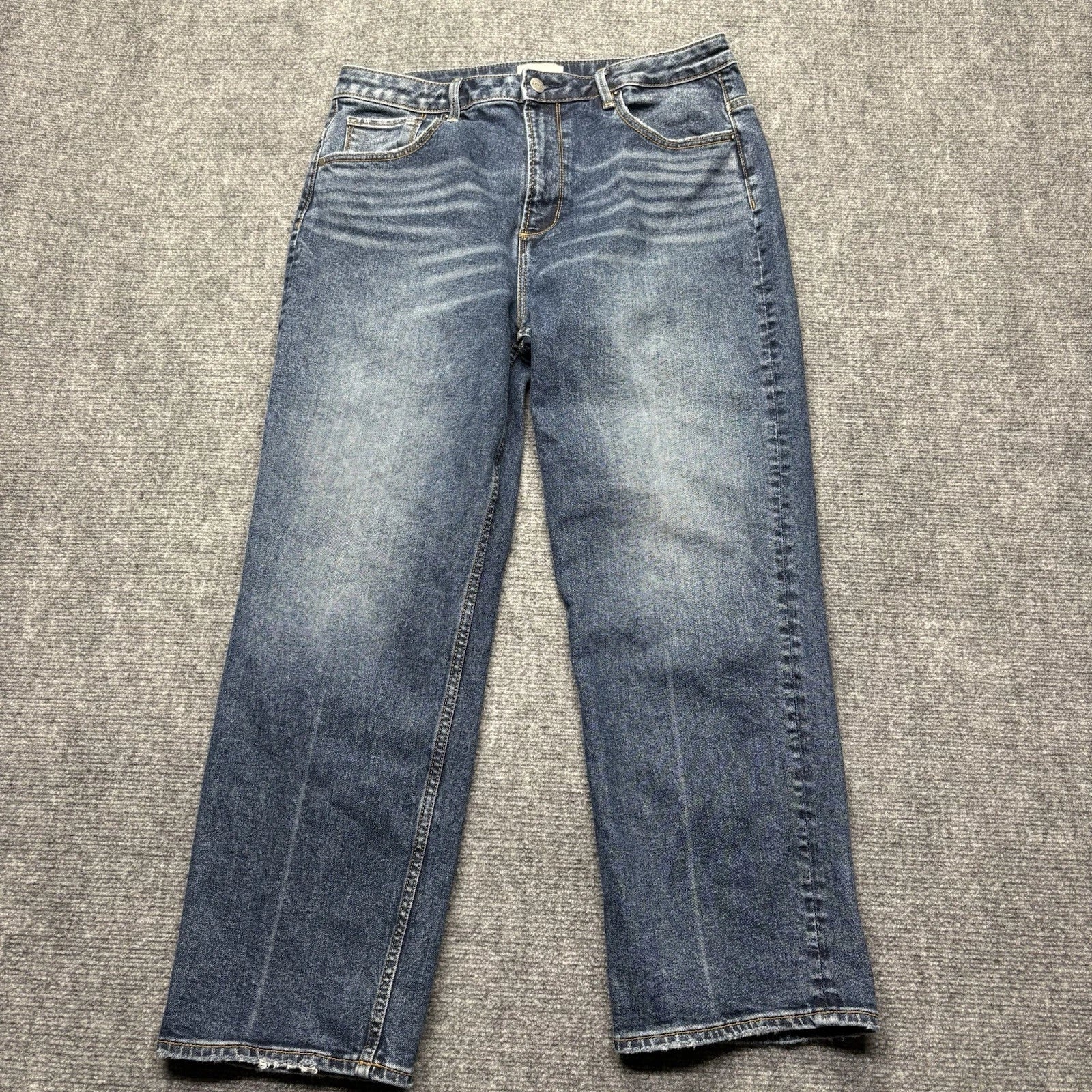 Premium Vintage Wash  Denim Jeans - High Rise Wide Leg Fit